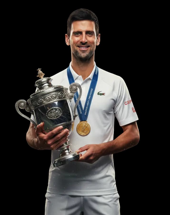 Tennisstjerne med Grand Slam-pokal og guldmedalje