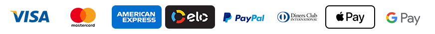 Sikker betaling med Visa, Mastercard, American Express, PayPal, Apple Pay og Google Pay